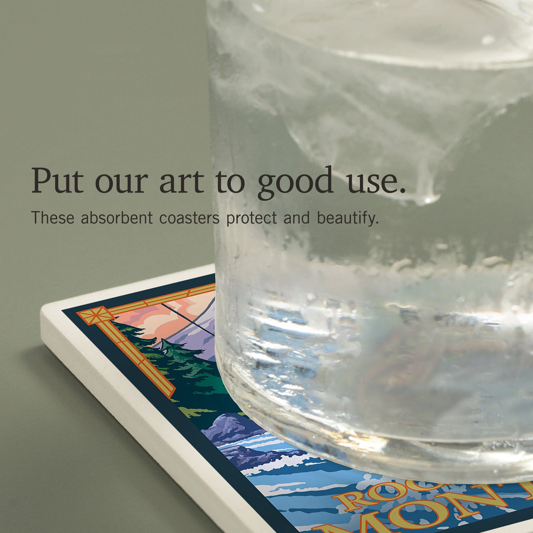 Rock Creek, Montana, Fly Fishing Scene, Coasters Coasters Lantern Press