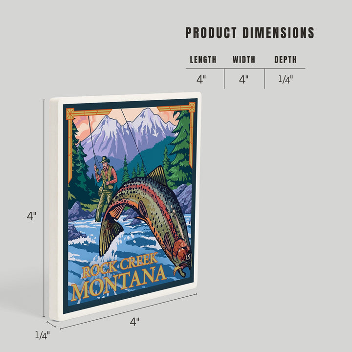 Rock Creek, Montana, Fly Fishing Scene, Coasters Coasters Lantern Press
