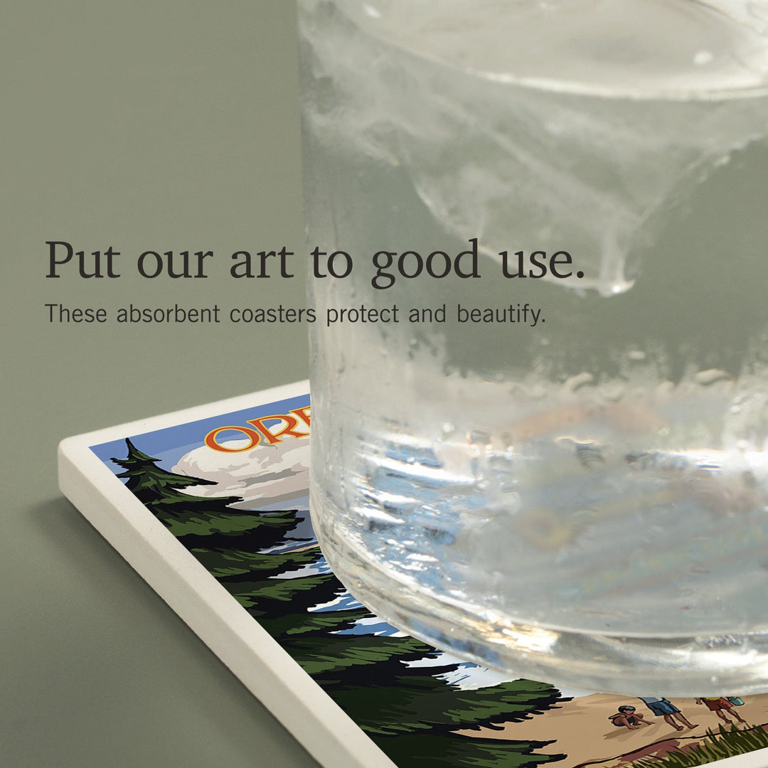 Rockaway Beach, Oregon, Destinations Sign, Coasters Coasters Lantern Press