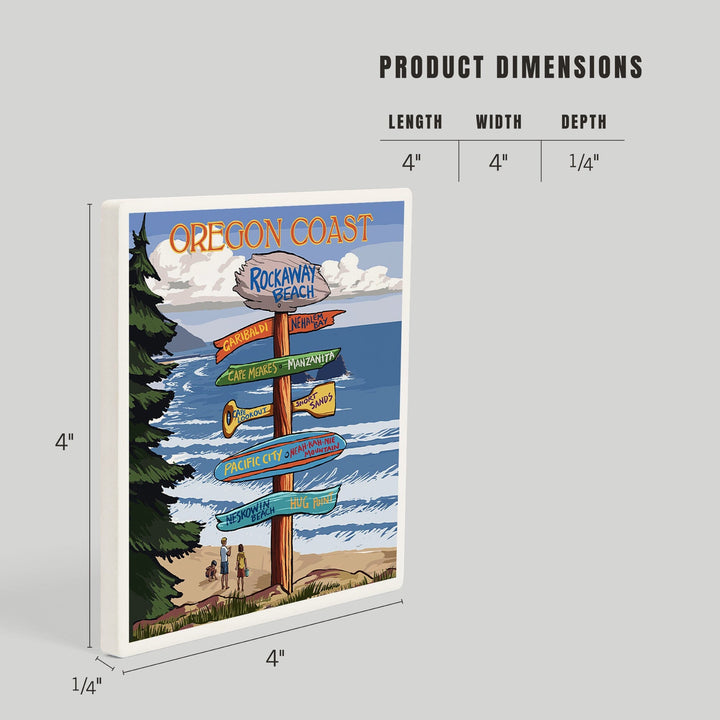 Rockaway Beach, Oregon, Destinations Sign, Coasters Coasters Lantern Press