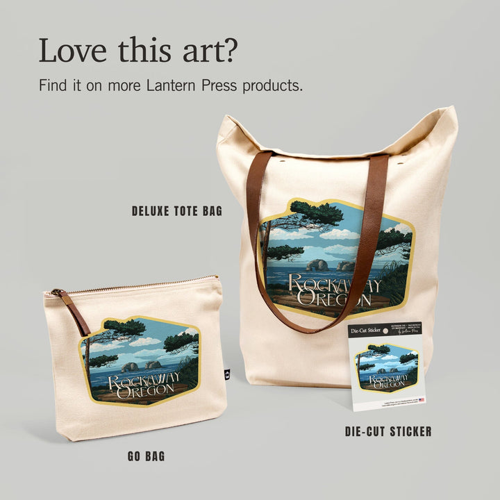 Rockaway Beach, Oregon, Twin Rocks, Contour, Lantern Press Artwork, Vinyl Sticker Sticker Lantern Press