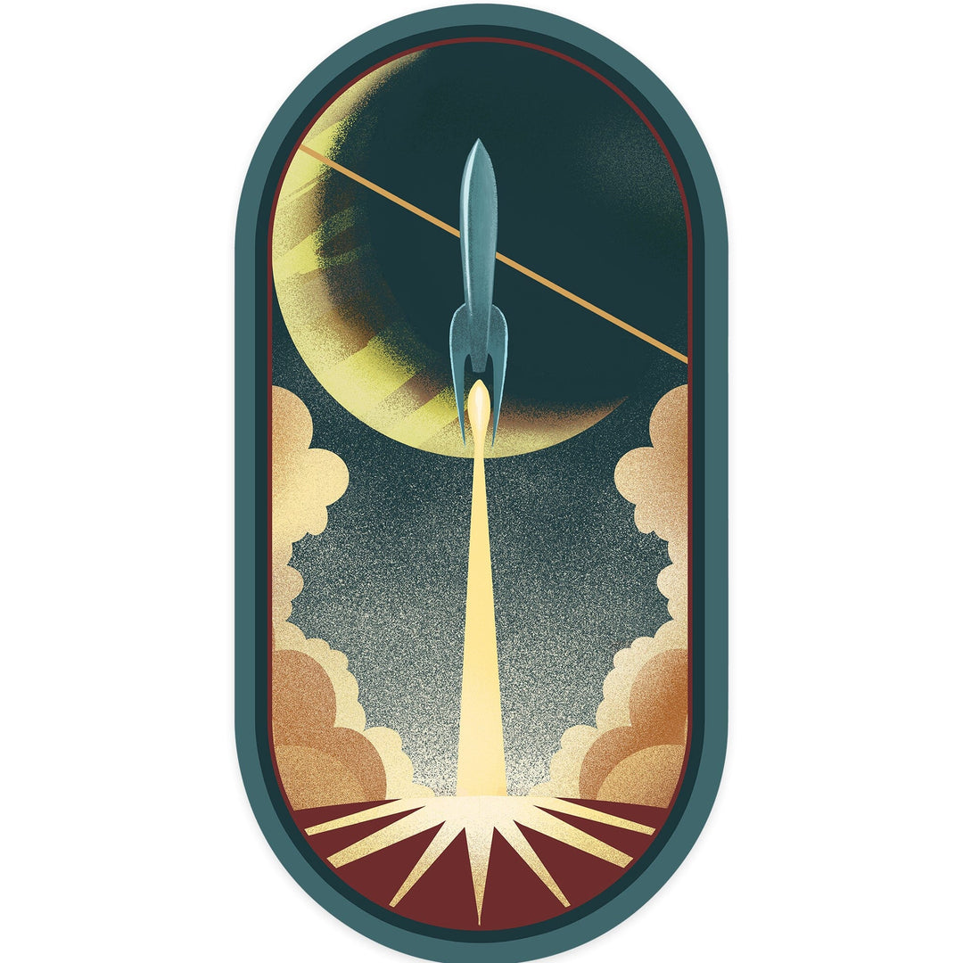 Rocket, Lithograph, Contour, Lantern Press Artwork, Vinyl Sticker Sticker Lantern Press