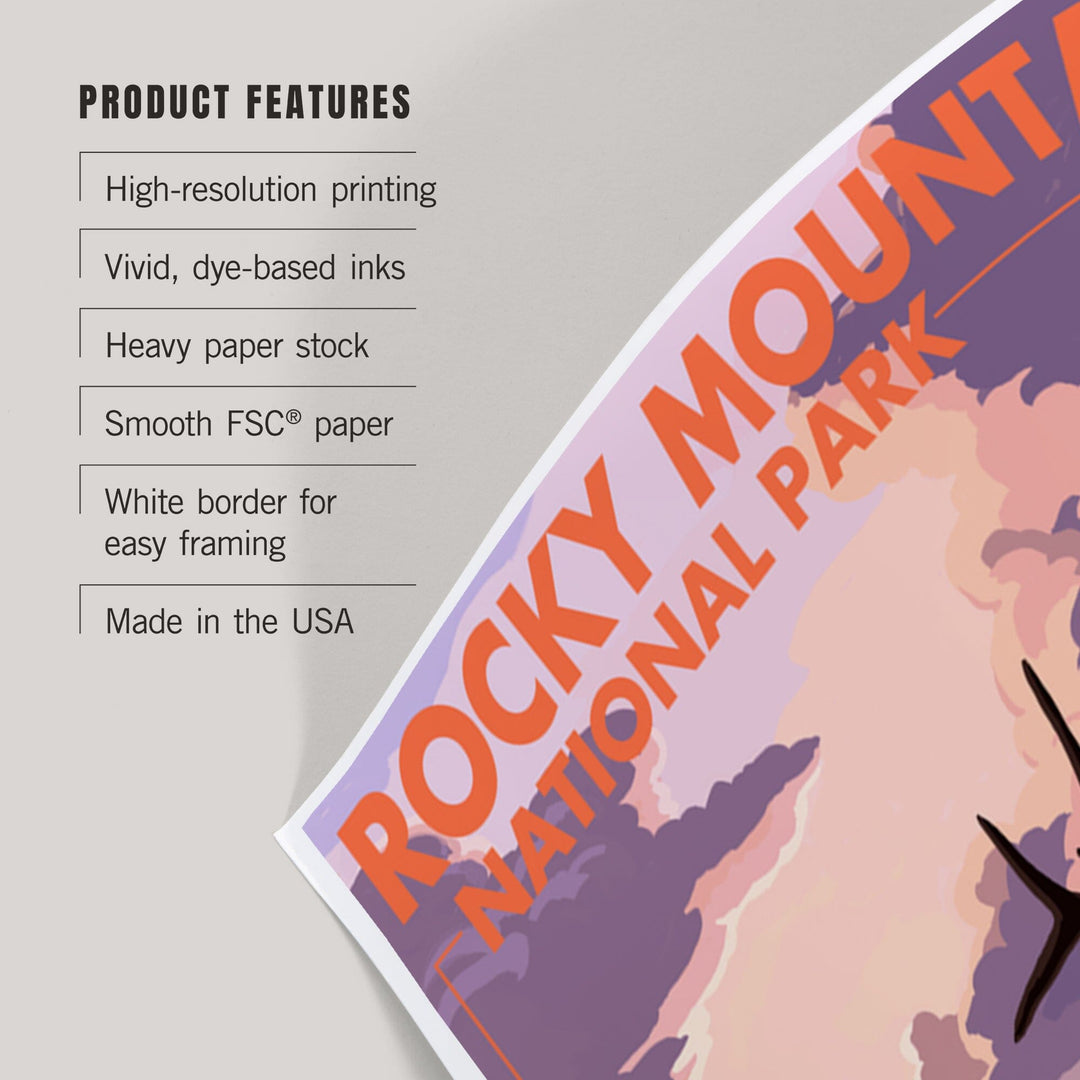 Rocky Mountain National Park, Colorado, Elk and Sunset, Art & Giclee Prints Art Lantern Press