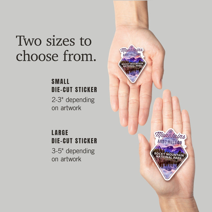 Rocky Mountain National Park, Colorado, John Muir Quote, Sunset & Lake, Contour, Lantern Press Photograph, Vinyl Sticker Sticker Lantern Press