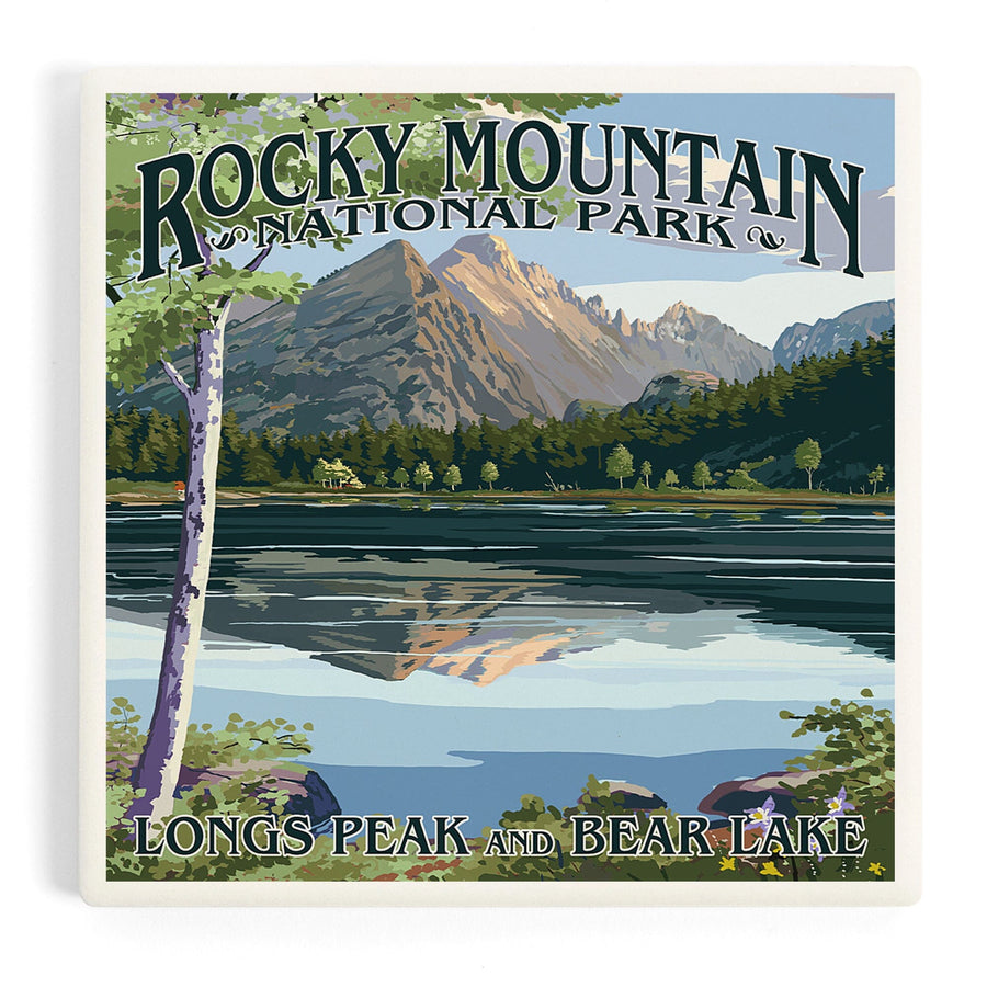 Rocky Mountain National Park, Colorado, Longs Peak and Bear Lake Summer, Coasters Coasters Lantern Press