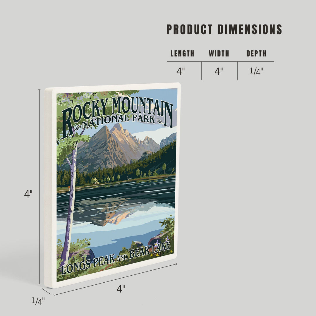 Rocky Mountain National Park, Colorado, Longs Peak and Bear Lake Summer, Coasters Coasters Lantern Press