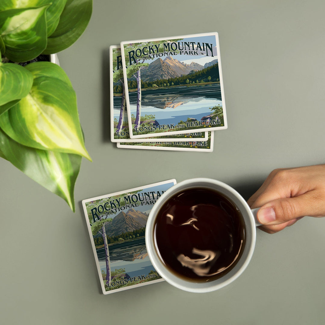 Rocky Mountain National Park, Colorado, Longs Peak and Bear Lake Summer, Coasters Coasters Lantern Press