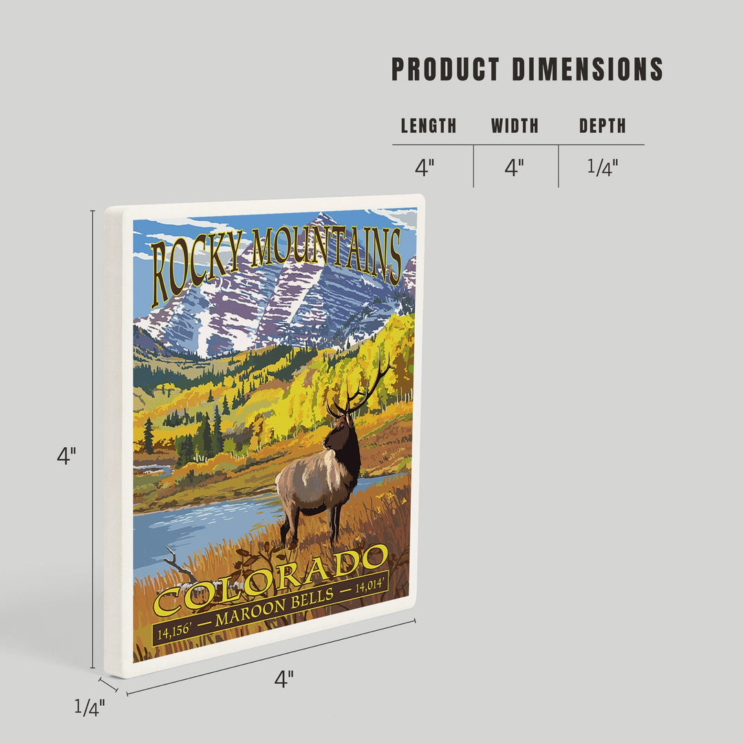 Rocky Mountain National Park, Colorado, Maroon Bells, Coasters Coasters Lantern Press