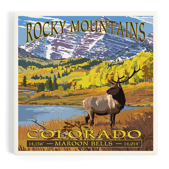 Rocky Mountain National Park, Colorado, Maroon Bells, Coasters Coasters Lantern Press