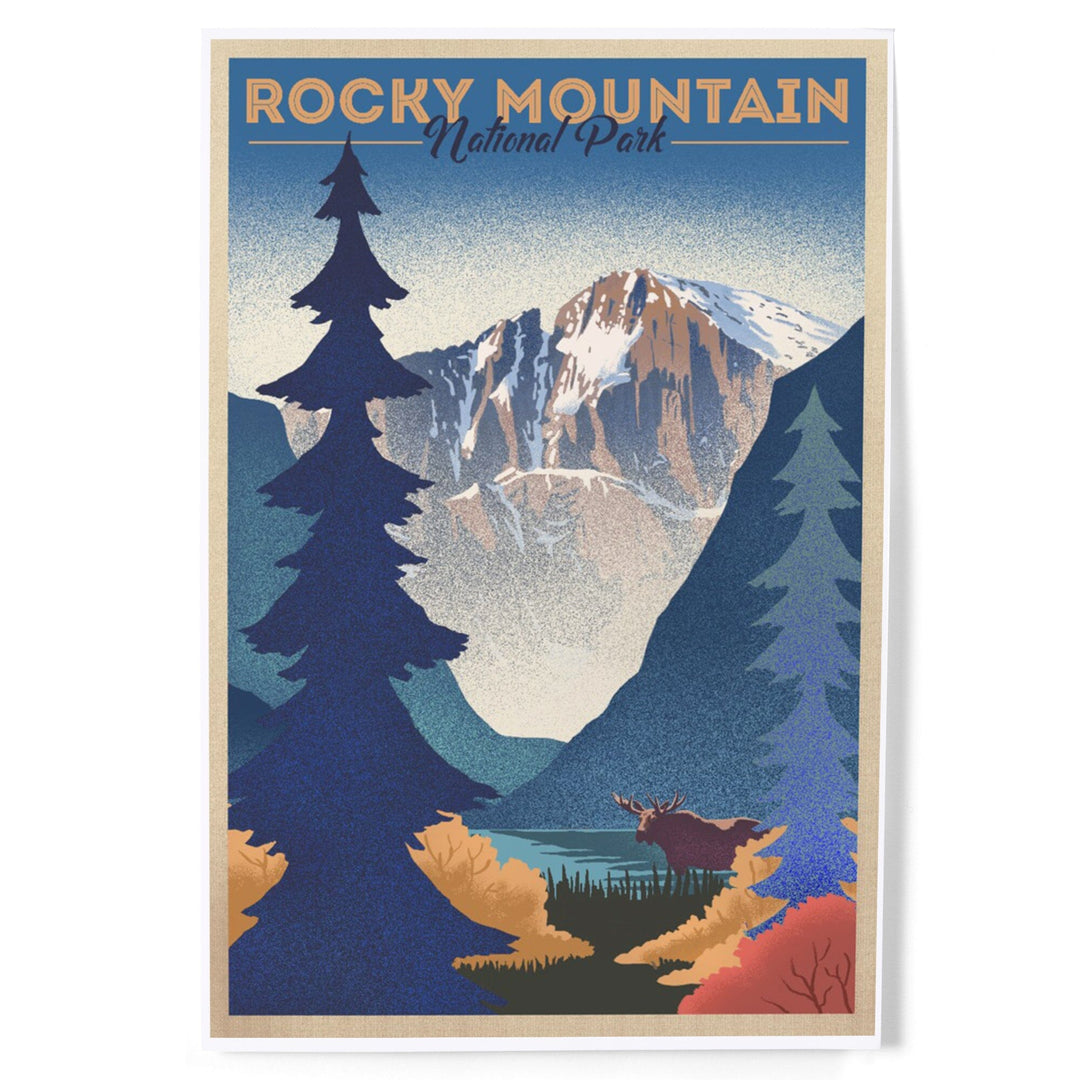 Rocky Mountain National Park, Colorado, Moose and Lake, Lithograph, Art & Giclee Prints Art Lantern Press