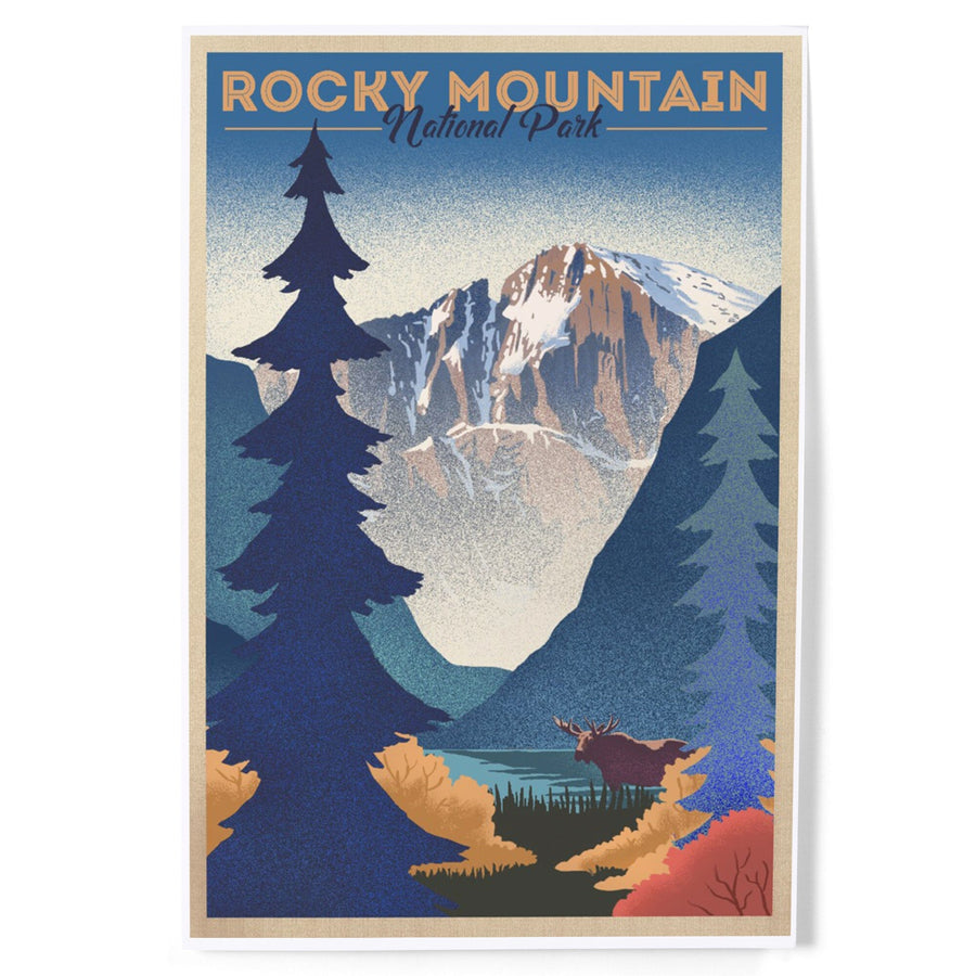 Rocky Mountain National Park, Colorado, Moose and Lake, Lithograph, Art & Giclee Prints Art Lantern Press