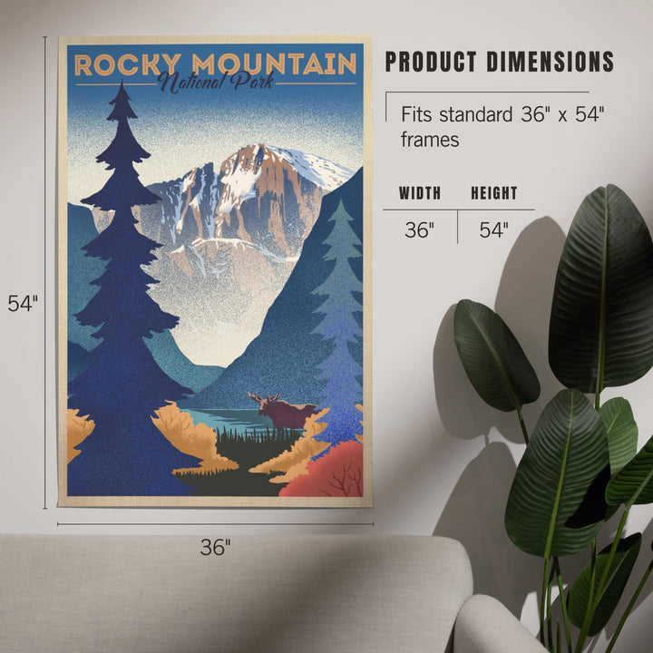 Rocky Mountain National Park, Colorado, Moose and Lake, Lithograph, Art & Giclee Prints Art Lantern Press