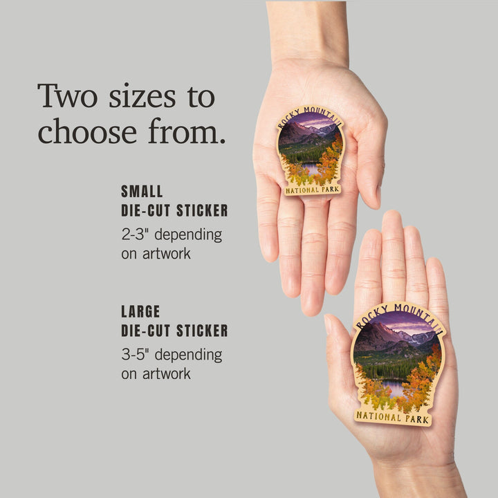 Rocky Mountain National Park, Colorado, Purple Sunset and Lake, Photography, Contour, Vinyl Sticker Sticker Lantern Press