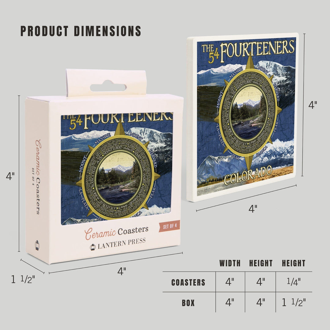 Rocky Mountain National Park, Colorado, The Fourteeners, Coasters Coasters Lantern Press