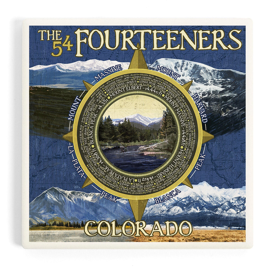Rocky Mountain National Park, Colorado, The Fourteeners, Coasters Coasters Lantern Press Coaster