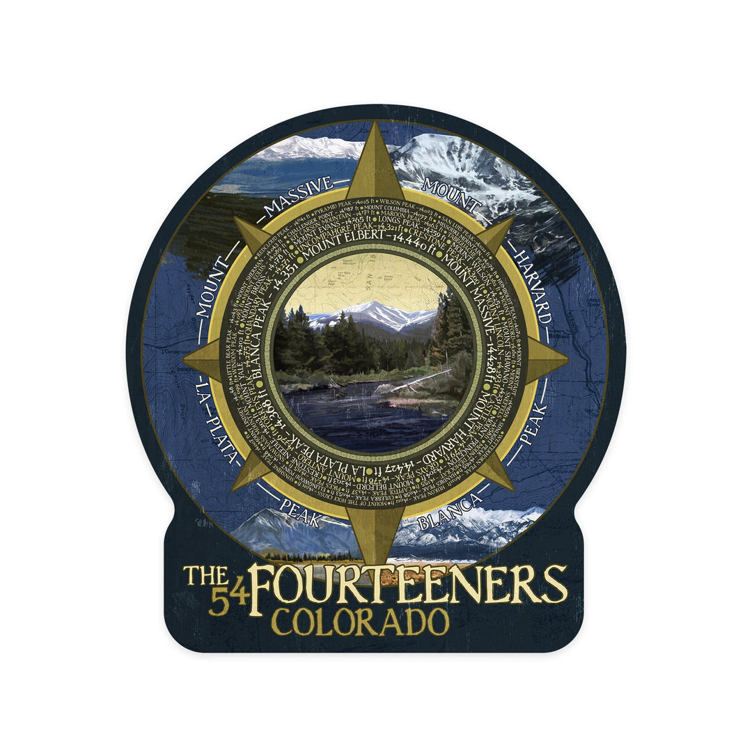 Rocky Mountain National Park, Colorado, The Fourteeners, Contour, Vinyl Sticker Sticker Lantern Press