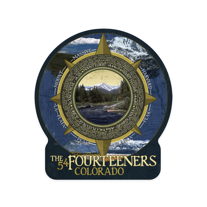 Rocky Mountain National Park, Colorado, The Fourteeners, Contour, Vinyl Sticker Sticker Lantern Press