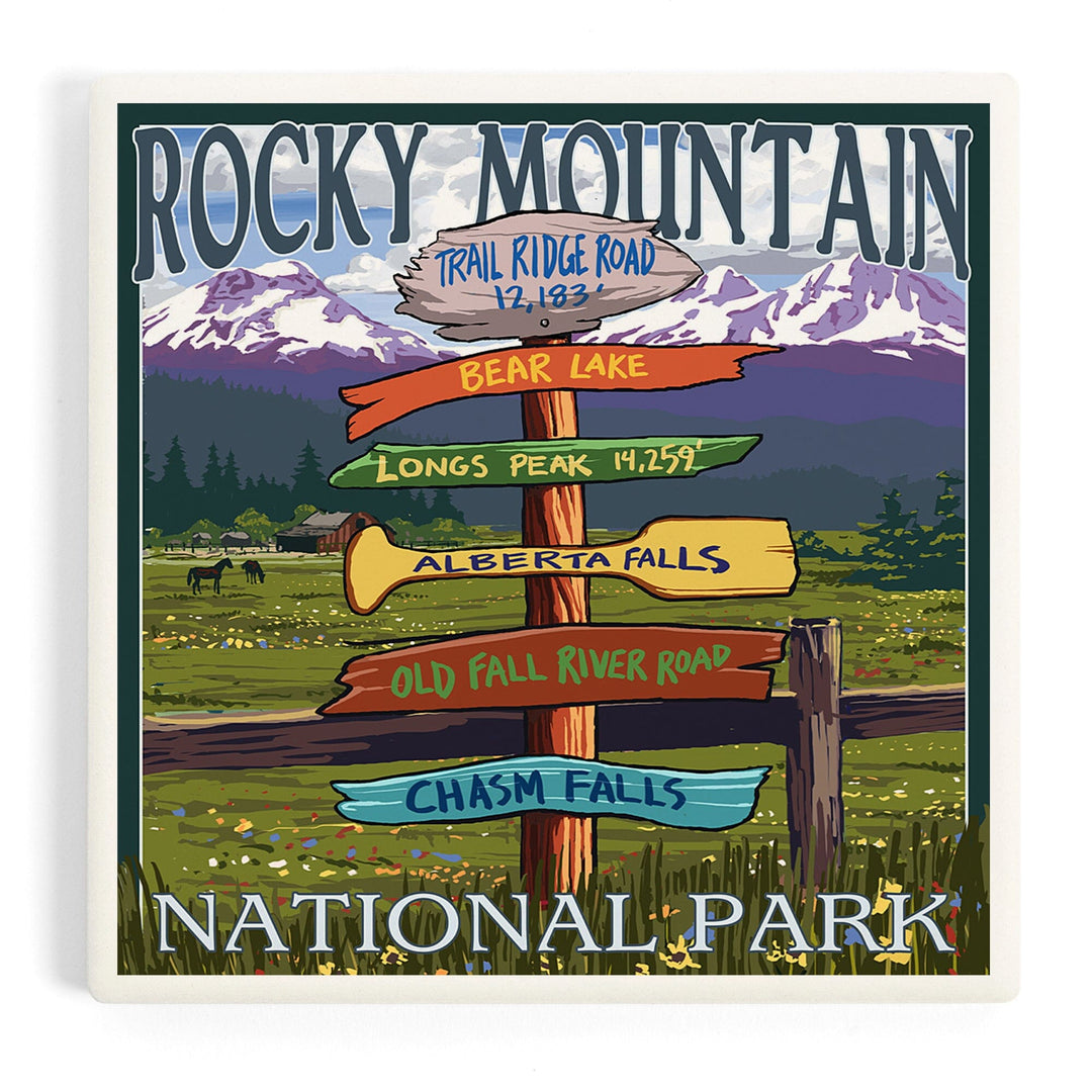 Rocky Mountain National Park, Colorado, Trail Ridge Road, Destination Signpost Press, Coasters Coasters Lantern Press Coaster