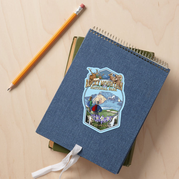 Rocky Mountain National Park, Montage, Contour, Vinyl Sticker Sticker Lantern Press