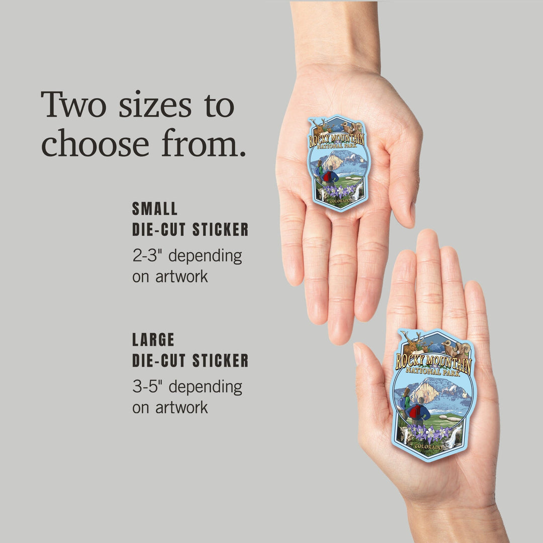 Rocky Mountain National Park, Montage, Contour, Vinyl Sticker Sticker Lantern Press