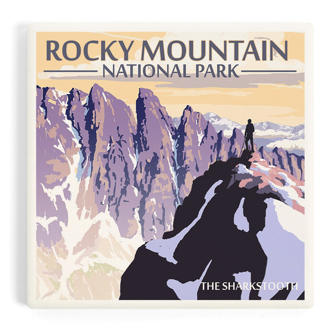 Rocky Mountain National Park, Montana, The Sharkstooth, Coasters Coasters Lantern Press Coaster
