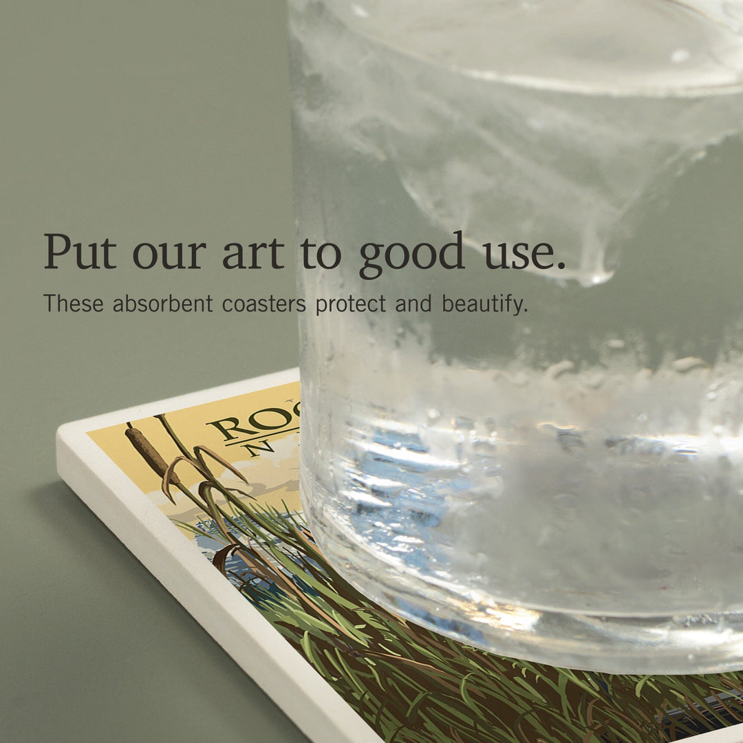 Rocky Mountain National Park, Mountain and Marsh Scene, Coasters Coasters Lantern Press