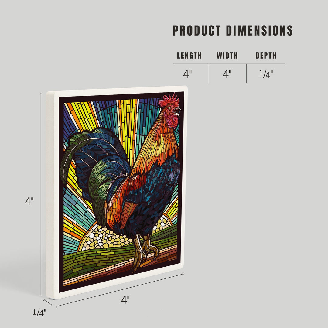 Rooster, Paper Mosaic, Coasters Coasters Lantern Press