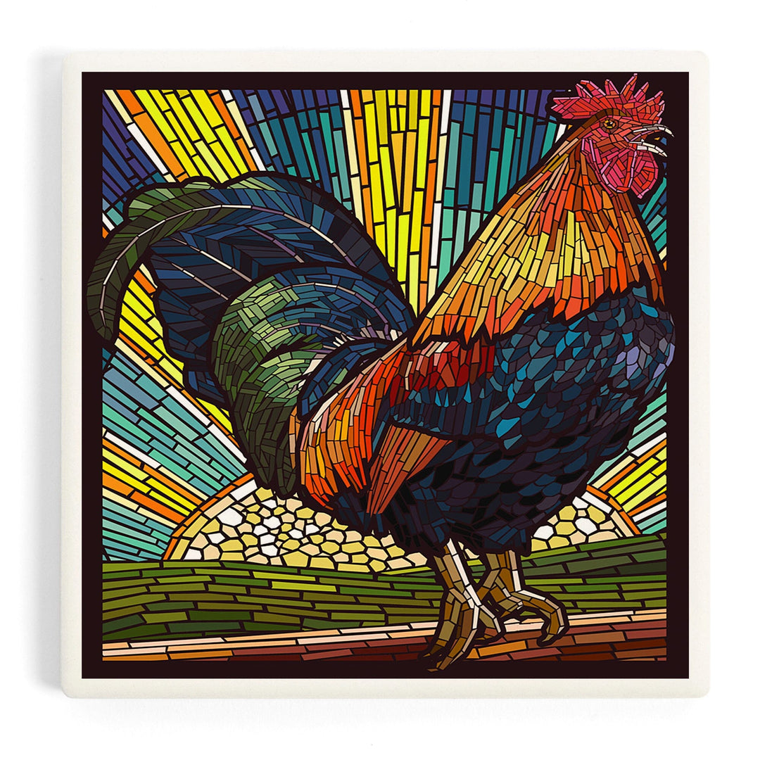 Rooster, Paper Mosaic, Coasters Coasters Lantern Press Coaster