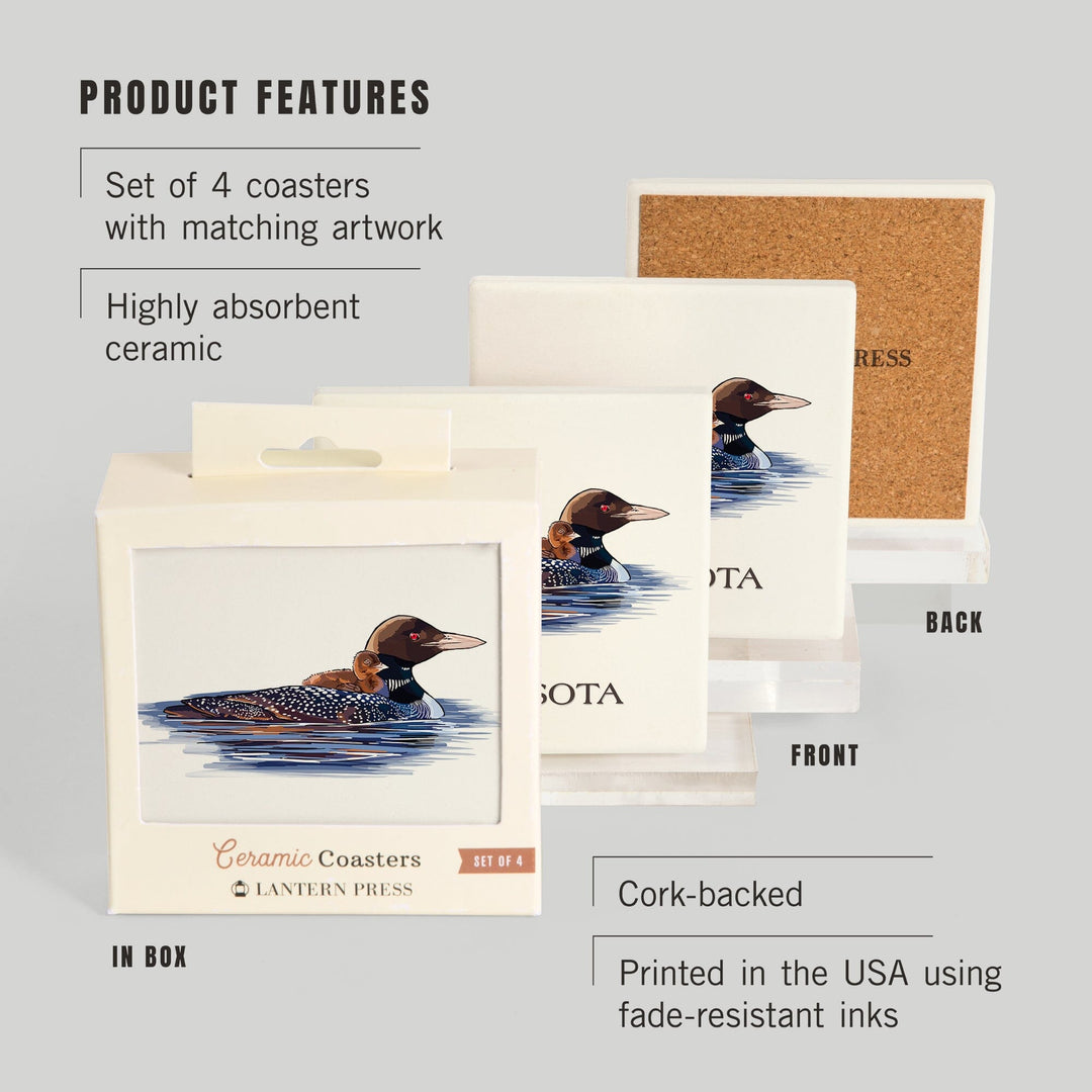 Roseville, Minnesota, Mallard Duck, Coasters Coasters Lantern Press