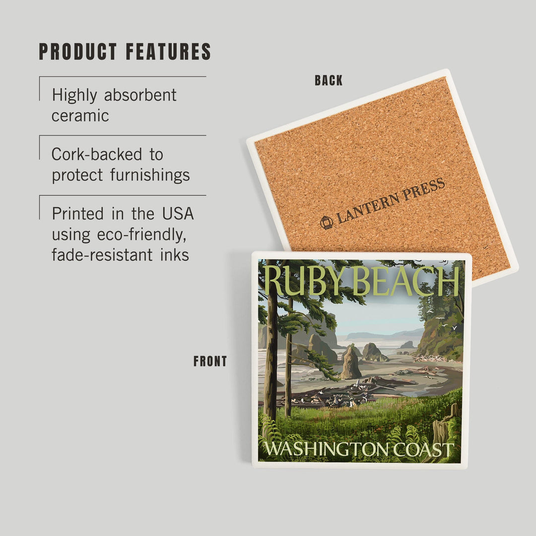 Ruby Beach, Washington Coast, Coasters Coasters Lantern Press