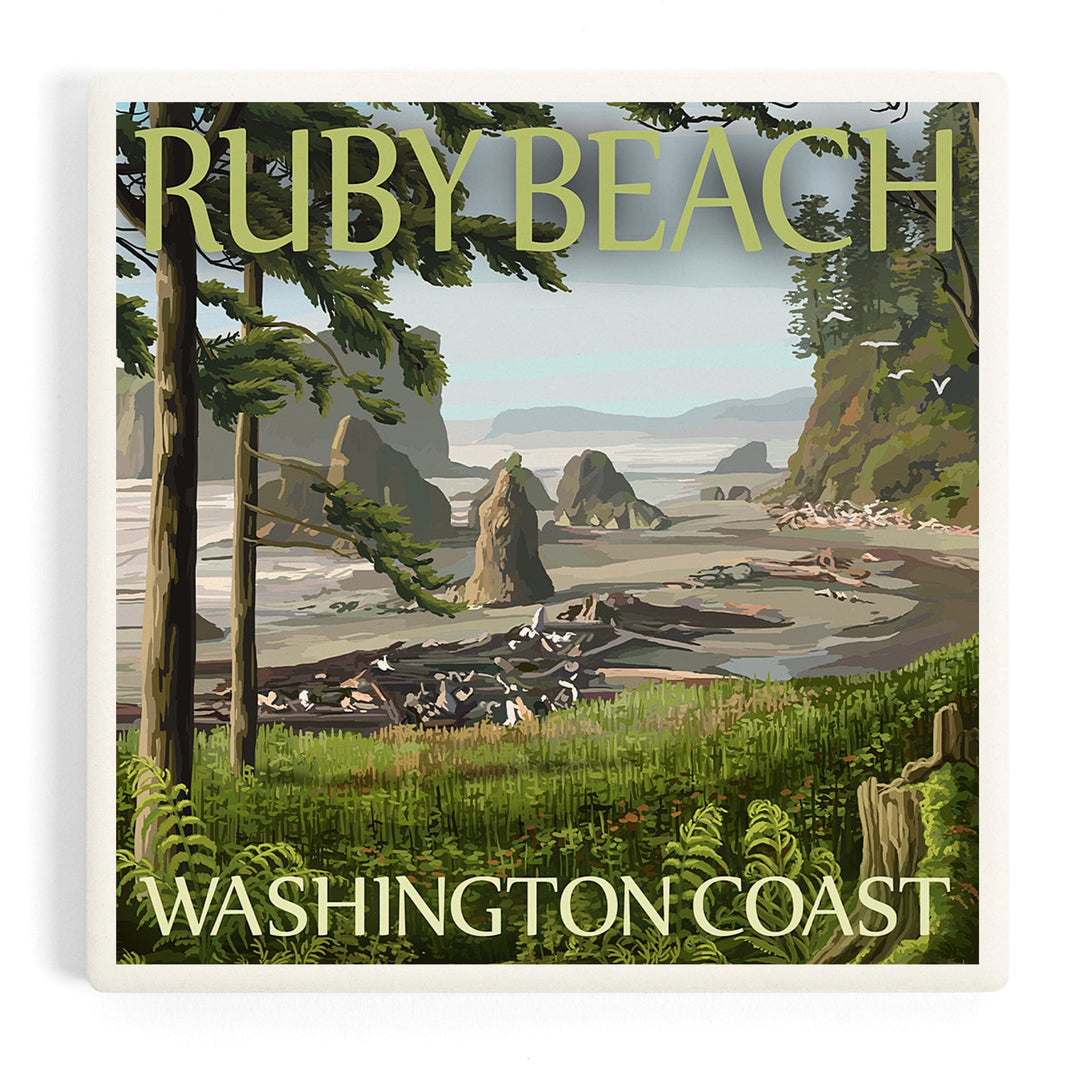 Ruby Beach, Washington Coast, Coasters Coasters Lantern Press Coaster