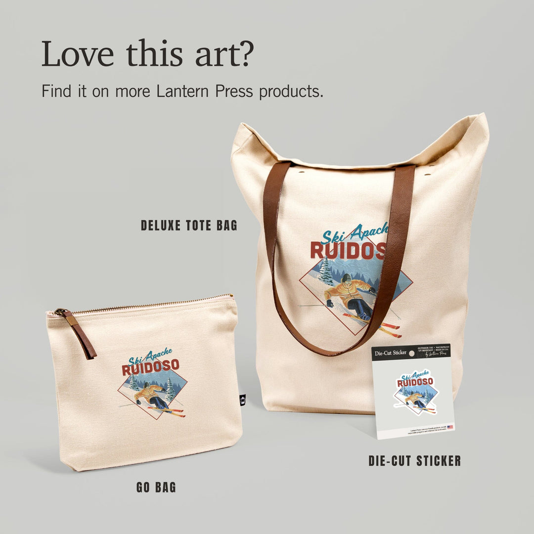 Ruidoso, New Mexico, Ski Apache, Downhill Skier, Contour, Vinyl Sticker Sticker Lantern Press