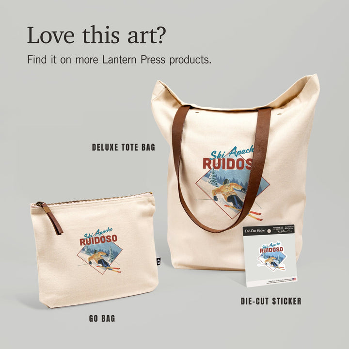 Ruidoso, New Mexico, Ski Apache, Downhill Skier, Contour, Vinyl Sticker Sticker Lantern Press