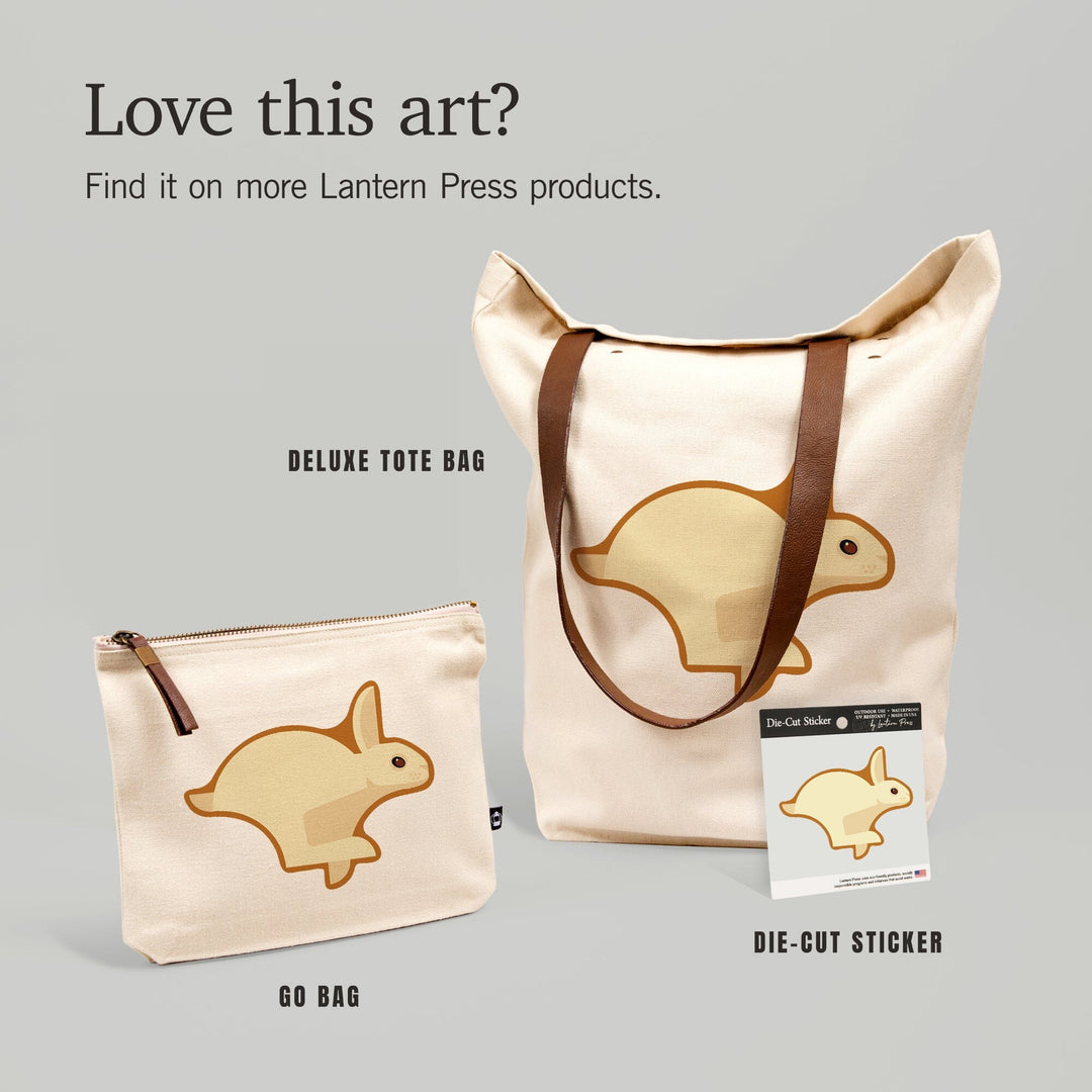 Running Hare, Geometric, Contour, Lantern Press Artwork, Vinyl Sticker Sticker Lantern Press