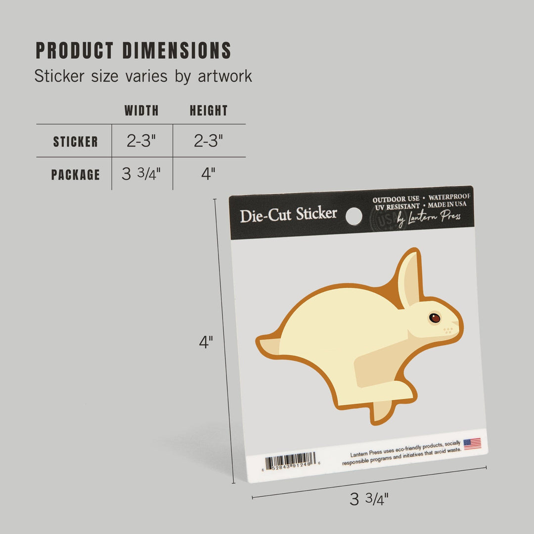 Running Hare, Geometric, Contour, Lantern Press Artwork, Vinyl Sticker Sticker Lantern Press
