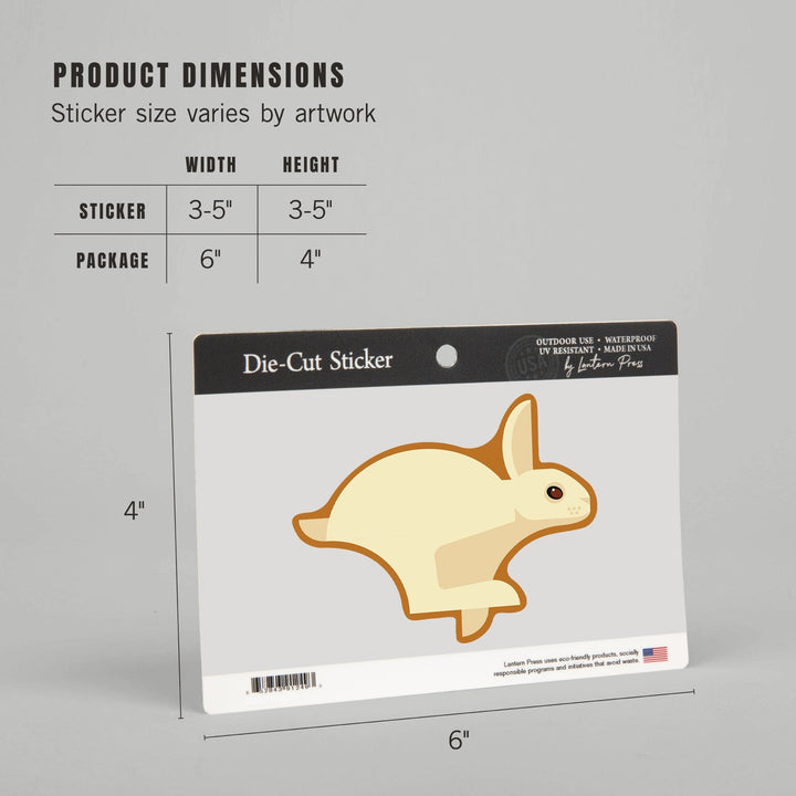 Running Hare, Geometric, Contour, Lantern Press Artwork, Vinyl Sticker Sticker Lantern Press