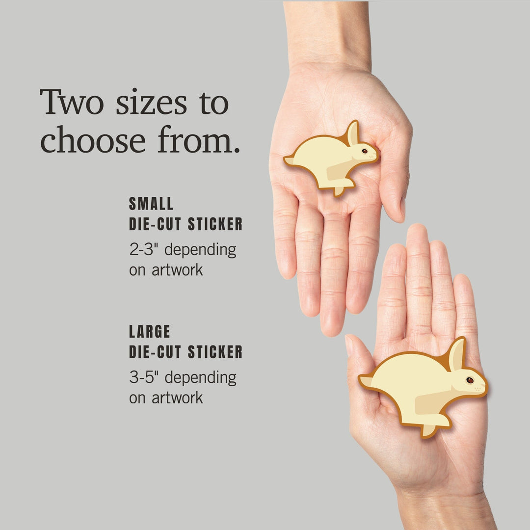 Running Hare, Geometric, Contour, Lantern Press Artwork, Vinyl Sticker Sticker Lantern Press