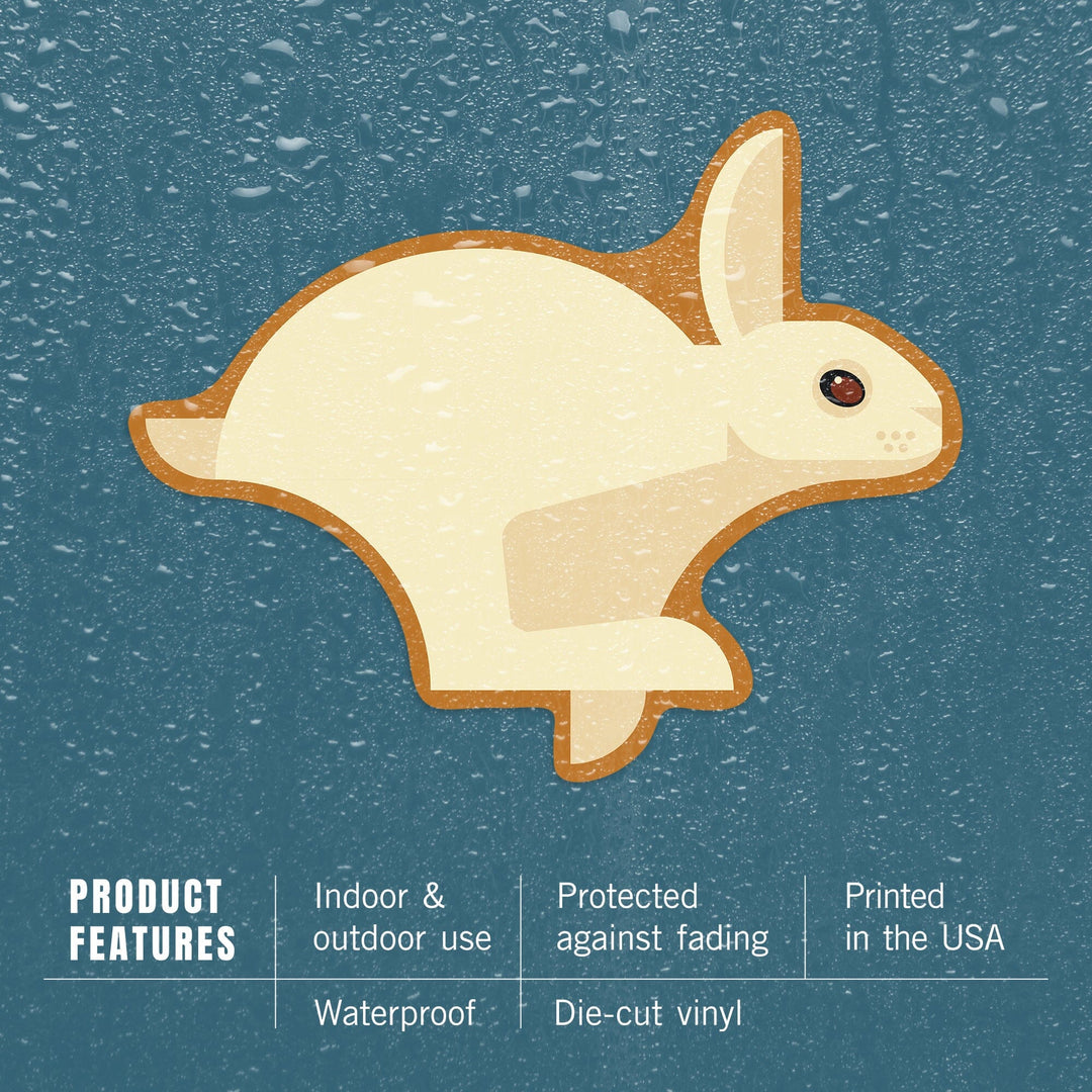 Running Hare, Geometric, Contour, Lantern Press Artwork, Vinyl Sticker Sticker Lantern Press
