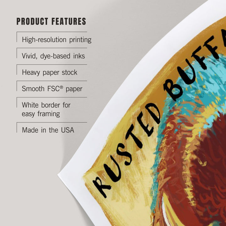 Rusted Buffalo, Bison, Vivid, Art & Giclee Prints Art Lantern Press