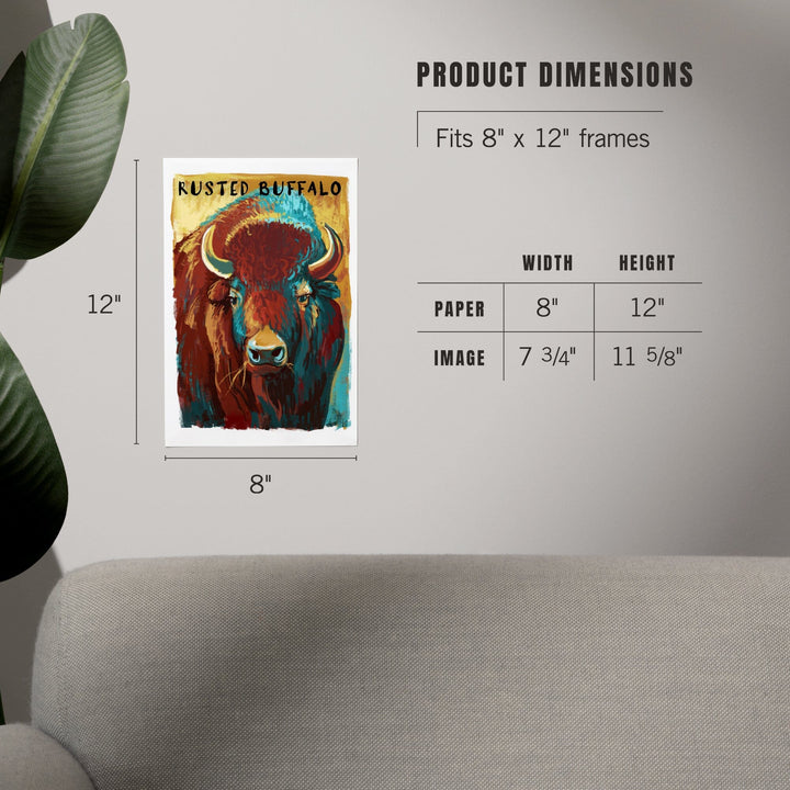 Rusted Buffalo, Bison, Vivid, Art & Giclee Prints Art Lantern Press