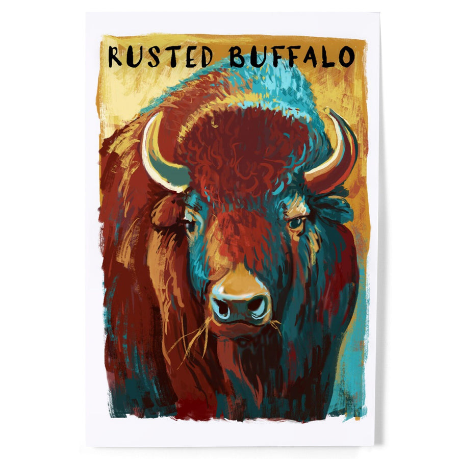 Rusted Buffalo, Bison, Vivid, Art & Giclee Prints Art Lantern Press