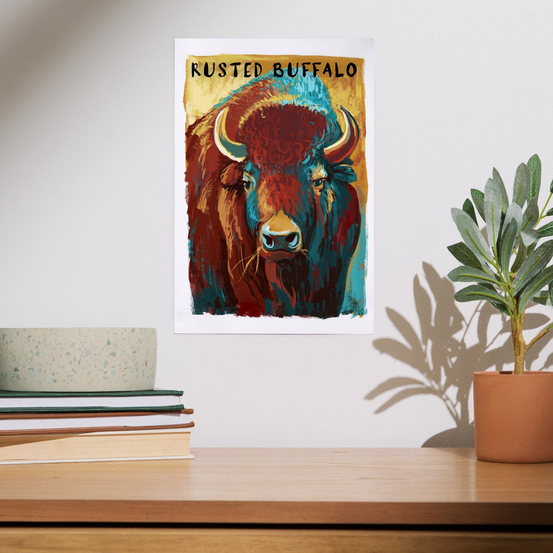 Rusted Buffalo, Bison, Vivid, Art & Giclee Prints Art Lantern Press