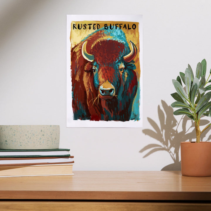 Rusted Buffalo, Bison, Vivid, Art & Giclee Prints Art Lantern Press