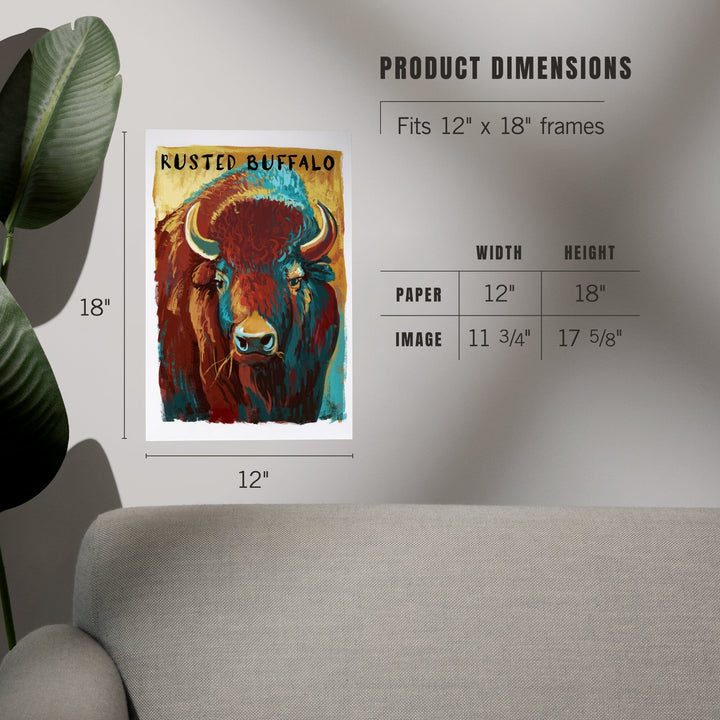 Rusted Buffalo, Bison, Vivid, Art & Giclee Prints Art Lantern Press