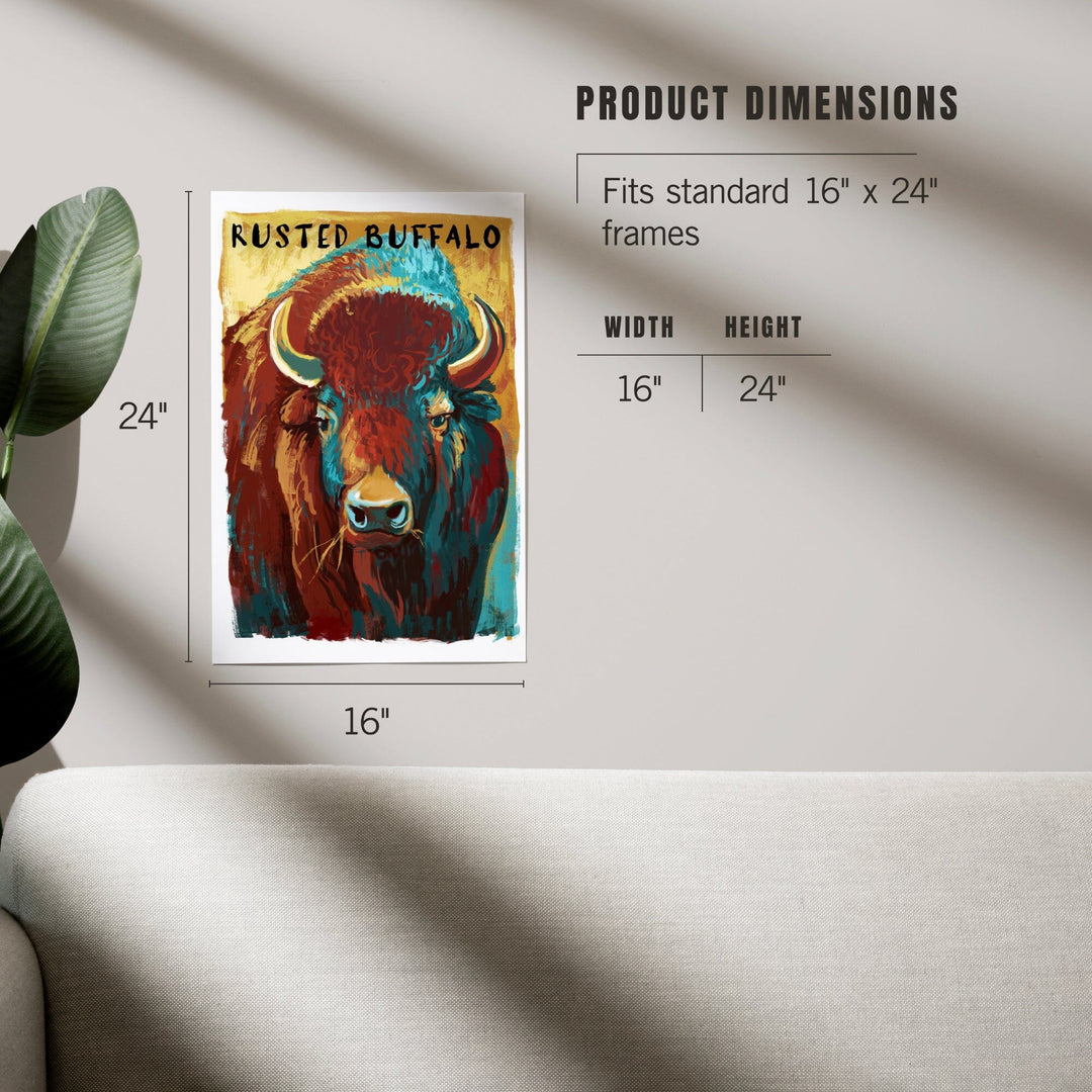 Rusted Buffalo, Bison, Vivid, Art & Giclee Prints Art Lantern Press
