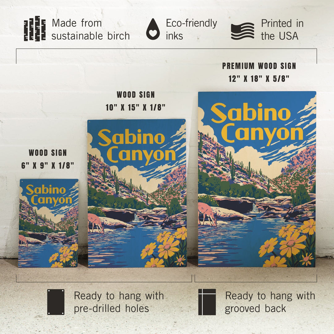 Sabino Canyon, Arizona, Explorer Series, Lantern Press Artwork, Wood Signs and Postcards Wood Lantern Press