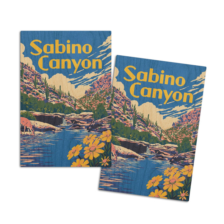 Sabino Canyon, Arizona, Explorer Series, Lantern Press Artwork, Wood Signs and Postcards Wood Lantern Press 4x6 Wood Postcard Set
