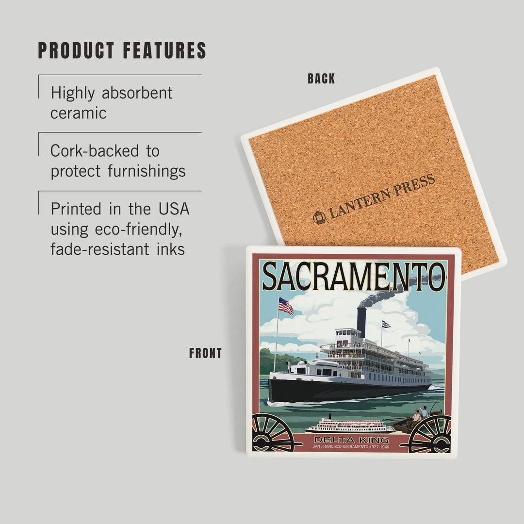 Sacramento, California, Delta King Riverboat, Coasters Coasters Lantern Press