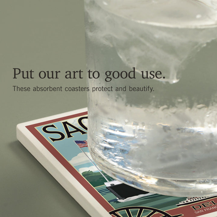 Sacramento, California, Delta King Riverboat, Coasters Coasters Lantern Press