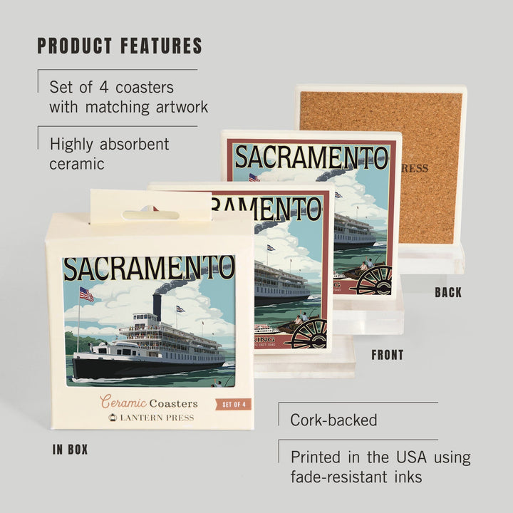 Sacramento, California, Delta King Riverboat, Coasters Coasters Lantern Press